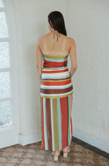 The Ashton Stripe Slip Halter Maxi Dress