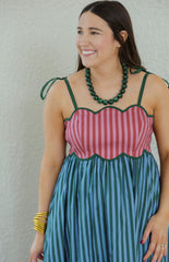The Susie Multicolor Stripe Midi Tie Dress