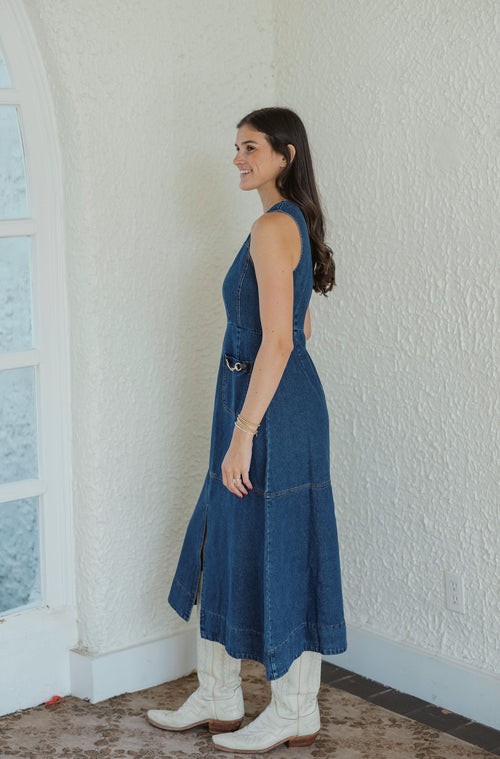 Entro Denim A-Line Midi Dress