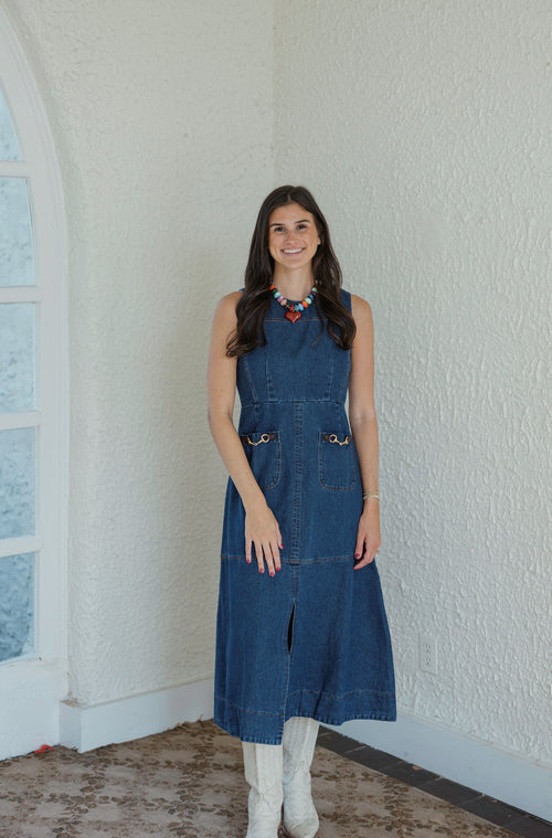 Entro Denim A-Line Midi Dress