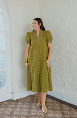 Entro Eyelet Martini Olive Midi Dress