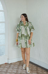 Entro Green Floral Abstract Print Mini Dress
