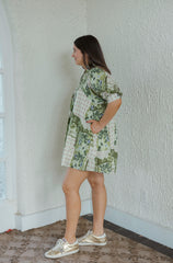 Entro Green Floral Abstract Print Mini Dress