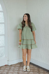 Meet Me in Santorini Lotus Jewel Short Dress in Olive