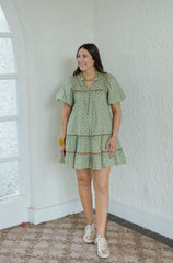 Meet Me in Santorini Lotus Jewel Short Dress in Olive