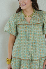 Meet Me in Santorini Lotus Jewel Short Dress in Olive
