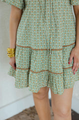 Meet Me in Santorini Lotus Jewel Short Dress in Olive