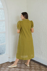 Entro Eyelet Martini Olive Midi Dress