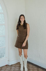 Entro Brown Faux Suede Mini Dress
