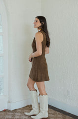 Entro Brown Faux Suede Mini Dress