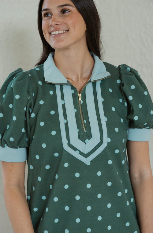 Entro Green Polka Dot Mini Dress