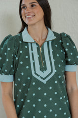 Entro Green Polka Dot Mini Dress