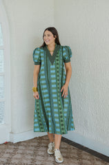 Entro Green Geo Print Midi Dress