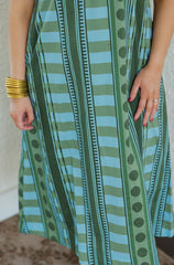 Entro Green Geo Print Midi Dress