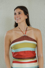 The Ashton Stripe Slip Halter Maxi Dress