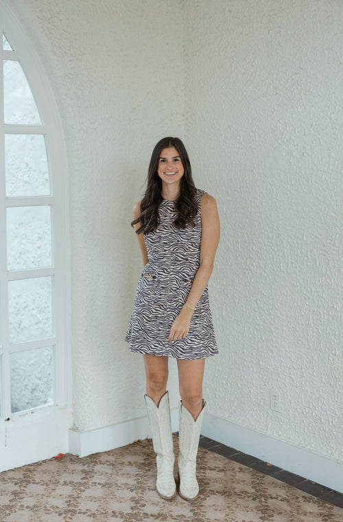 Entro Brown Zebra Mini Dress