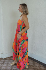 Karlie Swirl Satin Bustier Pleated Maxi Dress