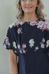 Jade Melody Tam Rosettes Border Cinched Waist Maxi Dress