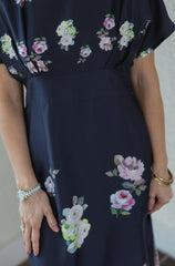 Jade Melody Tam Rosettes Border Cinched Waist Maxi Dress