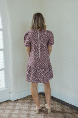 Joy*Joy Blushing Leopard Short Sleeve Flounce Dress