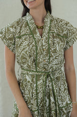 The Livy Green Paisley Tie Waist Dress