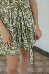 The Livy Green Paisley Tie Waist Dress