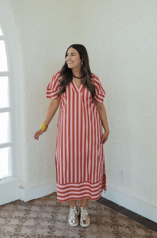 Karlie Stripe V-Neck Signature Maxi Dress
