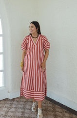 Karlie Stripe V-Neck Signature Maxi Dress