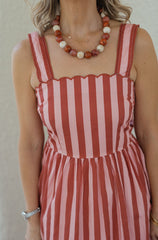 Karlie Stripe Tie Back Cami Maxi Dress in Burgundy