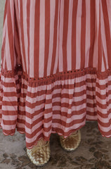Karlie Stripe Tie Back Cami Maxi Dress in Burgundy