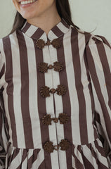 Entro Brown and White Stripe Peplum Top