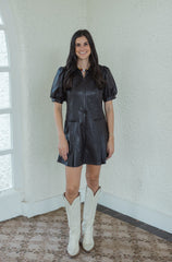 THML Brown Mini Faux Leather Mini Dress