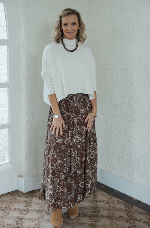 Karlie Brown Bandana Smocked Tiered Maxi Skirt