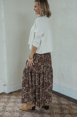 Karlie Brown Bandana Smocked Tiered Maxi Skirt