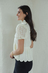Entro Cream Eyelet Puff Sleeve Top