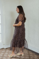 Entro Cheetah Maxi Slip Dress in Brown