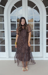 Entro Cheetah Maxi Slip Dress in Brown