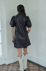 THML Brown Mini Faux Leather Mini Dress