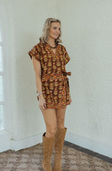 Entro Brown Floral Wrap Skort