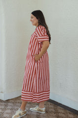 Karlie Stripe V-Neck Signature Maxi Dress