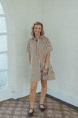 Karlie Brown and White Stripe Shirt Dress
