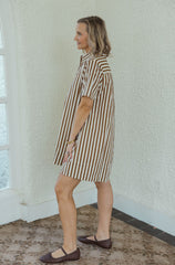 Karlie Brown and White Stripe Shirt Dress