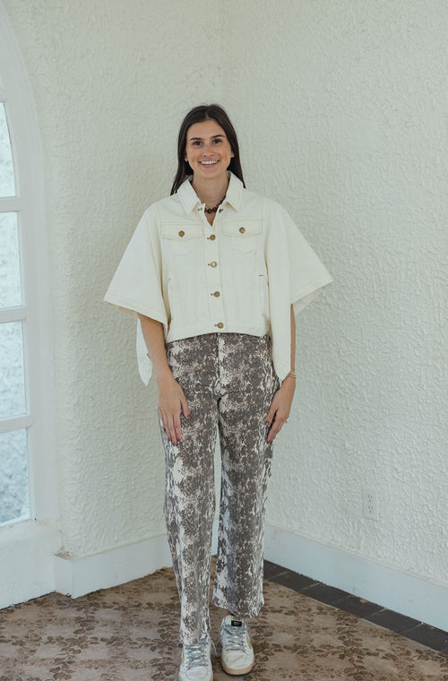 Entro Snakeskin Cropped Flare Jeans
