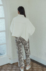 Entro Snakeskin Cropped Flare Jeans