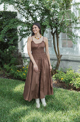 Karlie Smocked Top Maxi Dress in Chocolate Brown