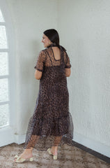 Entro Cheetah Maxi Slip Dress in Brown