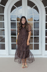Entro Cheetah Maxi Slip Dress in Brown