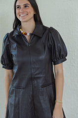 THML Brown Mini Faux Leather Mini Dress