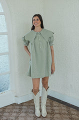 Karlie Check Novelty Collar Dress in Citron