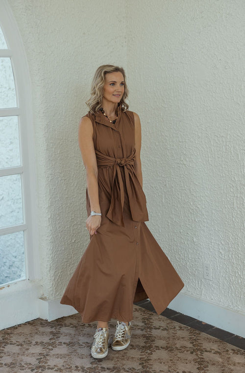 Jade Melody Tam Brown Wrap Maxi Dress